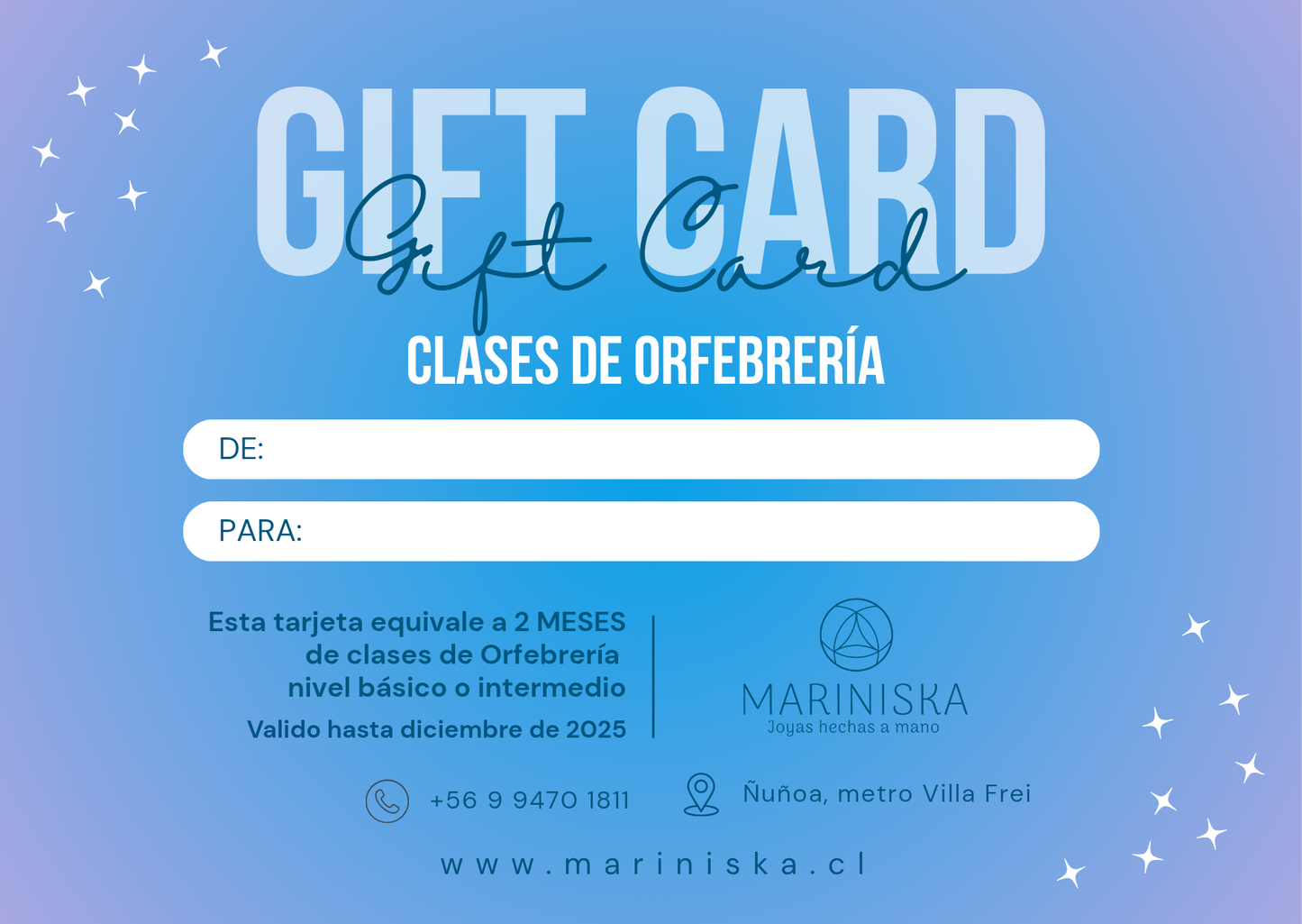 Gift Card 2 MESES de clases