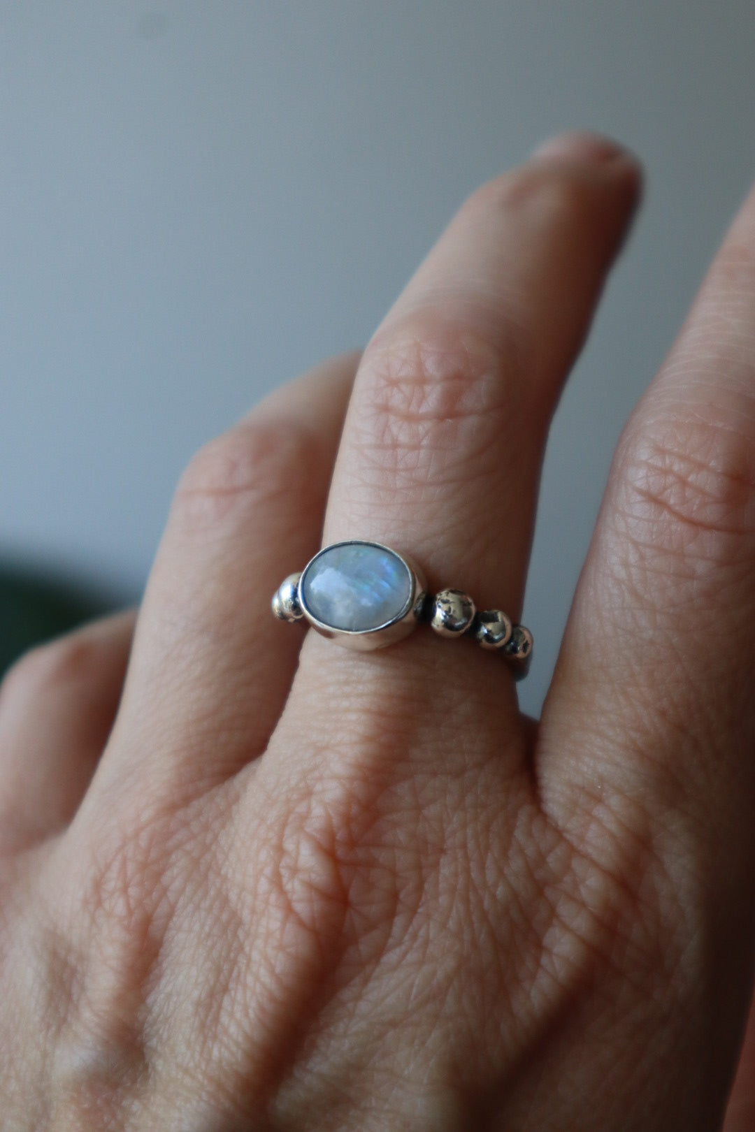 Anillo Piedra Luna Granulado