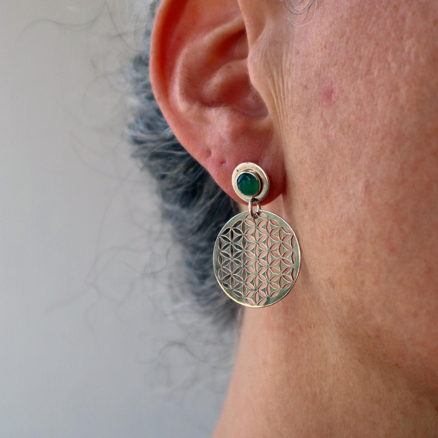 AROS FLOR DE LA VIDA ONIX VERDE